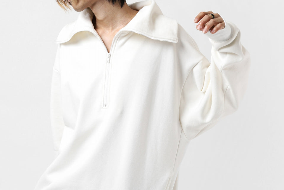 画像をギャラリービューアに読み込む, Y's HIGH-COLLAR HALF ZIP SWEAT SHIRT (WHITE)