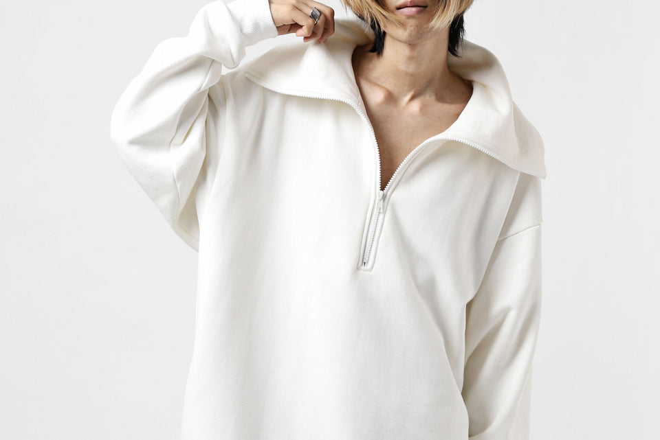 画像をギャラリービューアに読み込む, Y's HIGH-COLLAR HALF ZIP SWEAT SHIRT (WHITE)