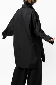 画像をギャラリービューアに読み込む, Y's TIE COLLAR LONG SHIRT / COTTON BROAD (BLACK)