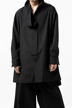 画像をギャラリービューアに読み込む, Y's TIE COLLAR LONG SHIRT / COTTON BROAD (BLACK)