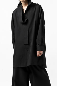 画像をギャラリービューアに読み込む, Y's TIE COLLAR LONG SHIRT / COTTON BROAD (BLACK)