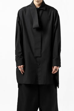 画像をギャラリービューアに読み込む, Y's TIE COLLAR LONG SHIRT / COTTON BROAD (BLACK)