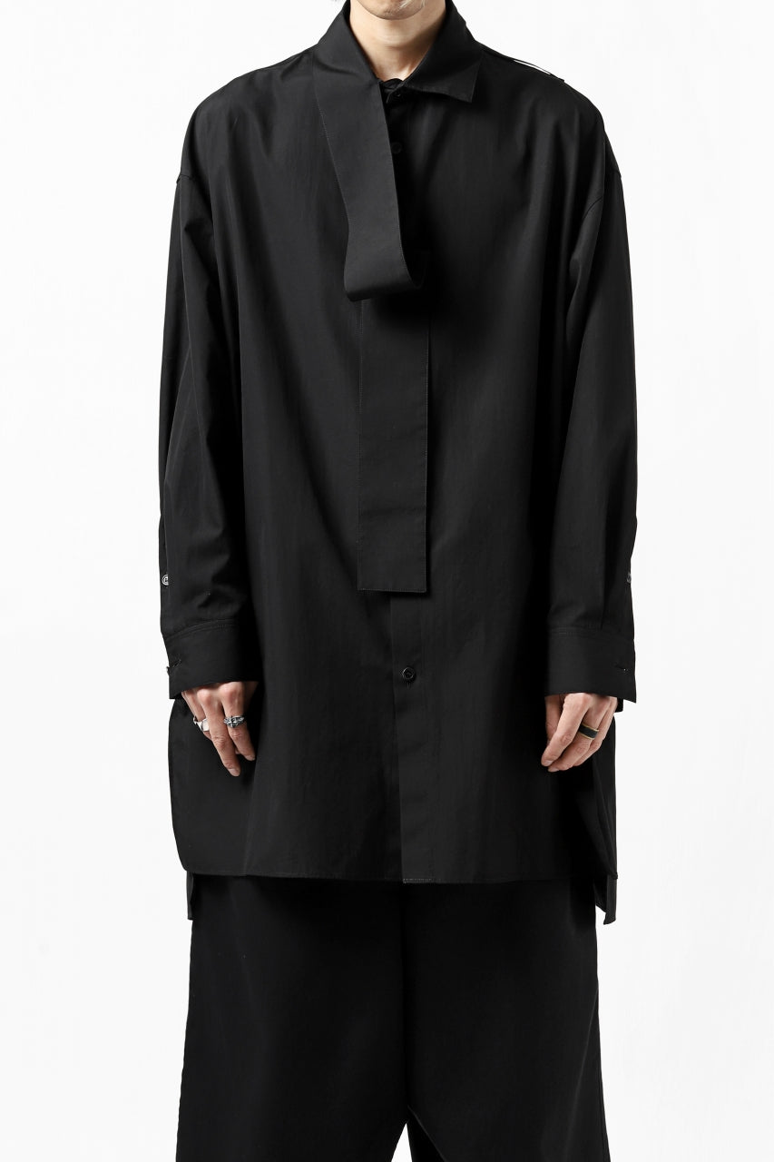画像をギャラリービューアに読み込む, Y's TIE COLLAR LONG SHIRT / COTTON BROAD (BLACK)