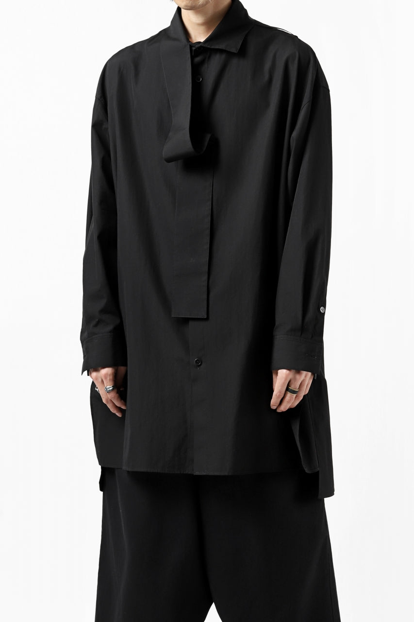 画像をギャラリービューアに読み込む, Y's TIE COLLAR LONG SHIRT / COTTON BROAD (BLACK)