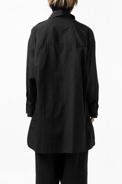 画像をギャラリービューアに読み込む, Y's TIE COLLAR LONG SHIRT / COTTON BROAD (BLACK)
