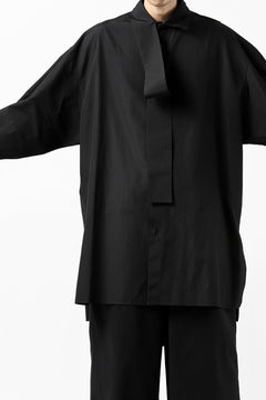 画像をギャラリービューアに読み込む, Y's TIE COLLAR LONG SHIRT / COTTON BROAD (BLACK)