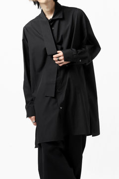 画像をギャラリービューアに読み込む, Y's TIE COLLAR LONG SHIRT / COTTON BROAD (BLACK)