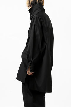 画像をギャラリービューアに読み込む, Y's TIE COLLAR LONG SHIRT / COTTON BROAD (BLACK)