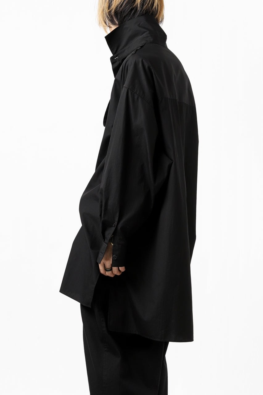 画像をギャラリービューアに読み込む, Y's TIE COLLAR LONG SHIRT / COTTON BROAD (BLACK)