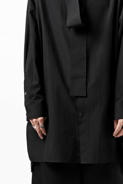 画像をギャラリービューアに読み込む, Y's TIE COLLAR LONG SHIRT / COTTON BROAD (BLACK)