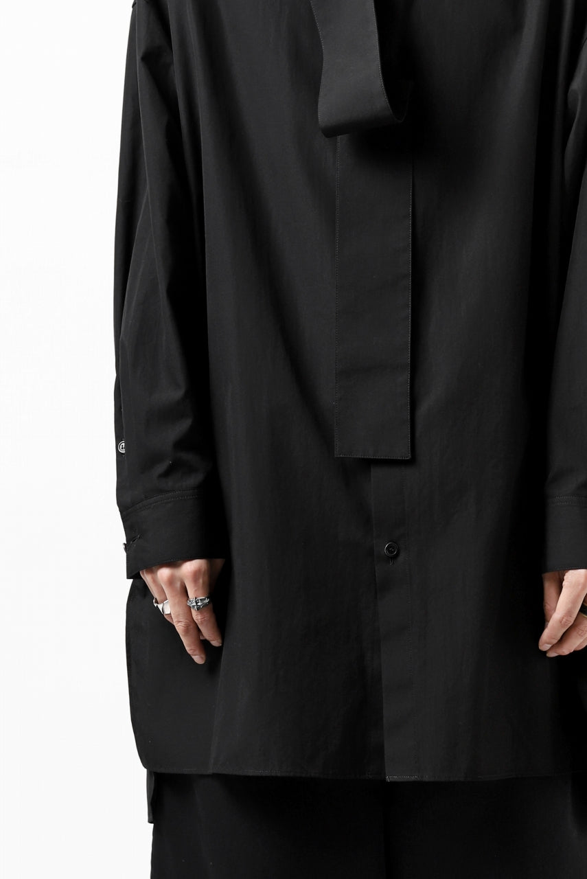 画像をギャラリービューアに読み込む, Y's TIE COLLAR LONG SHIRT / COTTON BROAD (BLACK)