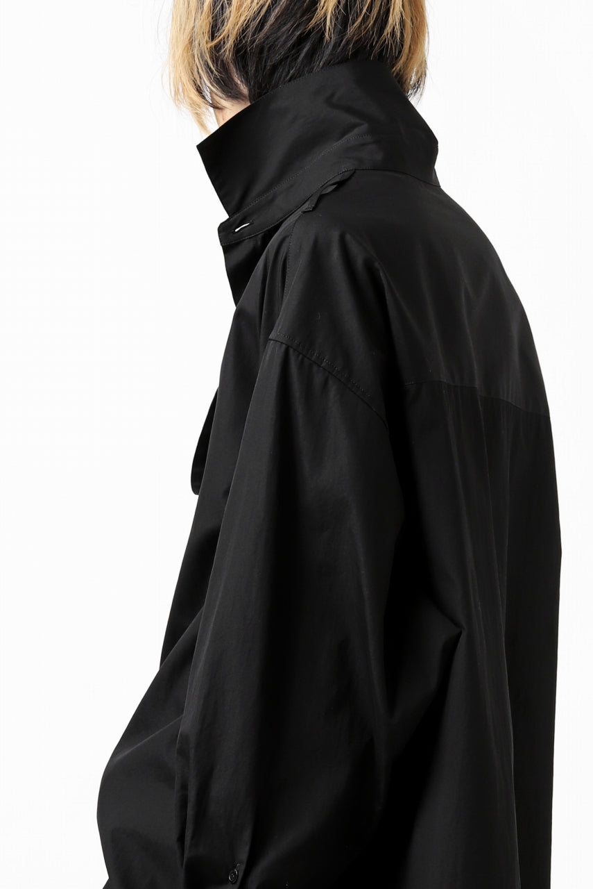画像をギャラリービューアに読み込む, Y's TIE COLLAR LONG SHIRT / COTTON BROAD (BLACK)