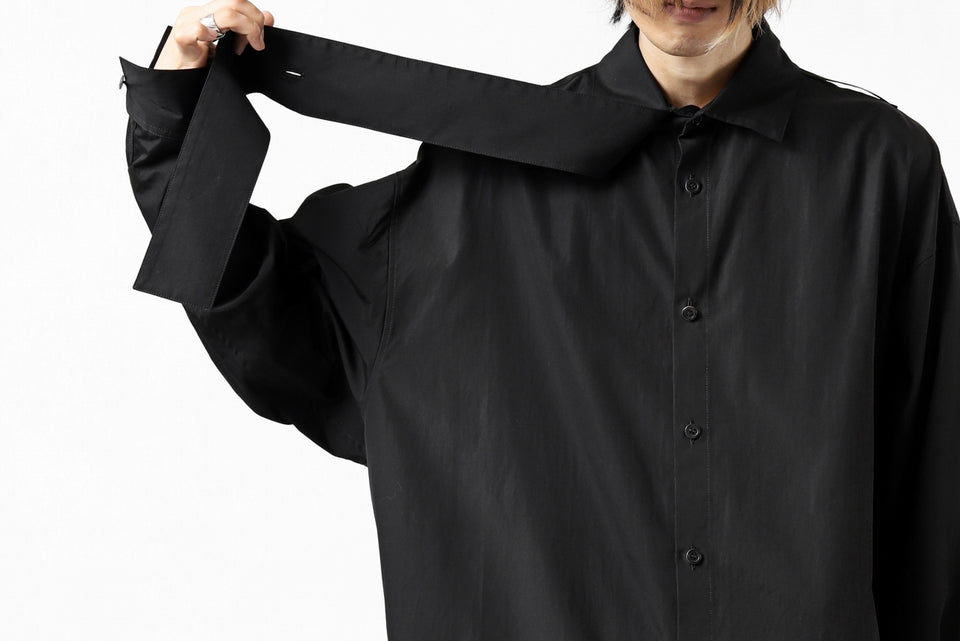 画像をギャラリービューアに読み込む, Y's TIE COLLAR LONG SHIRT / COTTON BROAD (BLACK)