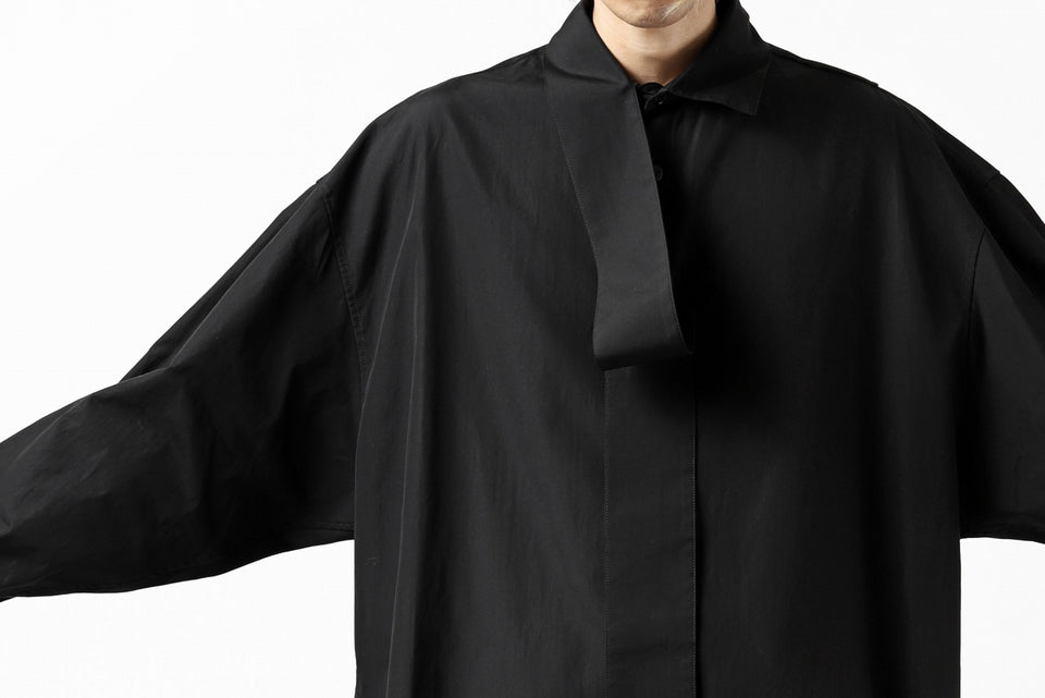 画像をギャラリービューアに読み込む, Y's TIE COLLAR LONG SHIRT / COTTON BROAD (BLACK)