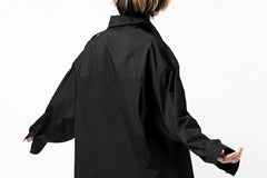 画像をギャラリービューアに読み込む, Y's TIE COLLAR LONG SHIRT / COTTON BROAD (BLACK)