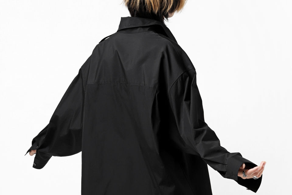 画像をギャラリービューアに読み込む, Y's TIE COLLAR LONG SHIRT / COTTON BROAD (BLACK)