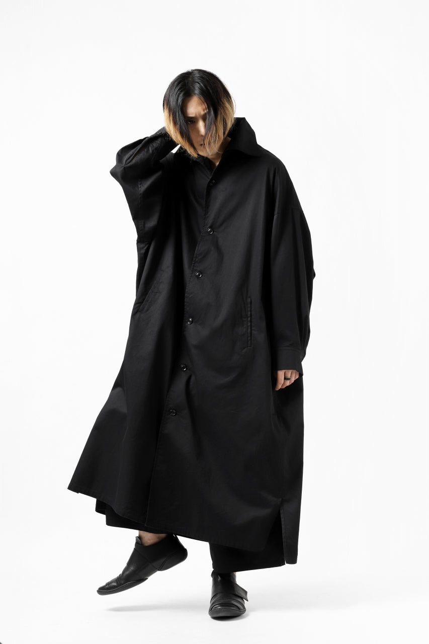 画像をギャラリービューアに読み込む, Y's HIGH-COLLAR LONG COAT / SOFT TWILL (BLACK)
