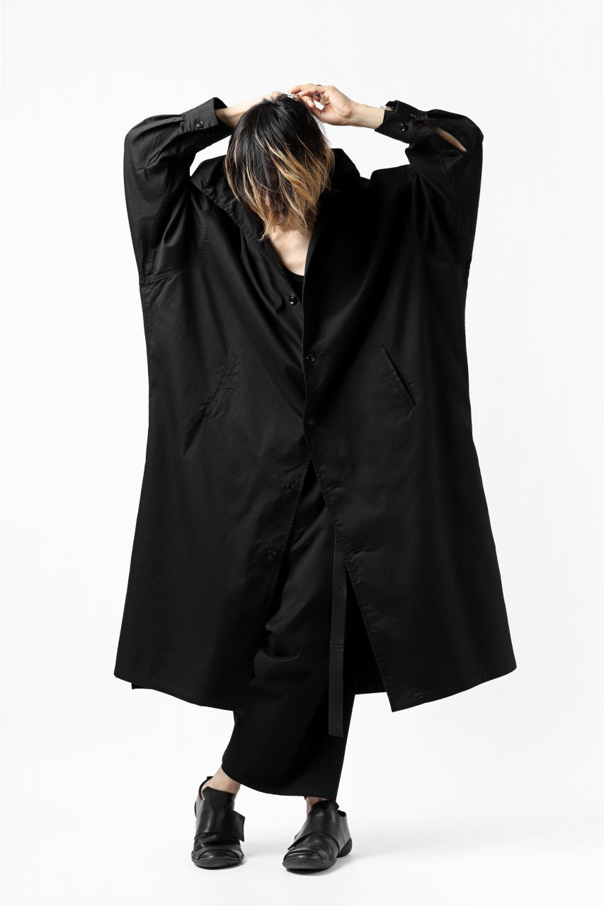 画像をギャラリービューアに読み込む, Y's HIGH-COLLAR LONG COAT / SOFT TWILL (BLACK)