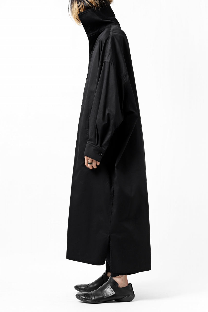 画像をギャラリービューアに読み込む, Y's HIGH-COLLAR LONG COAT / SOFT TWILL (BLACK)