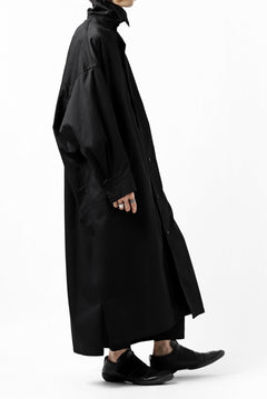 画像をギャラリービューアに読み込む, Y's HIGH-COLLAR LONG COAT / SOFT TWILL (BLACK)