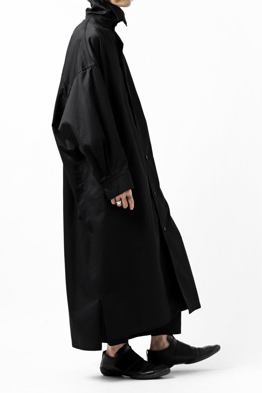 画像をギャラリービューアに読み込む, Y's HIGH-COLLAR LONG COAT / SOFT TWILL (BLACK)