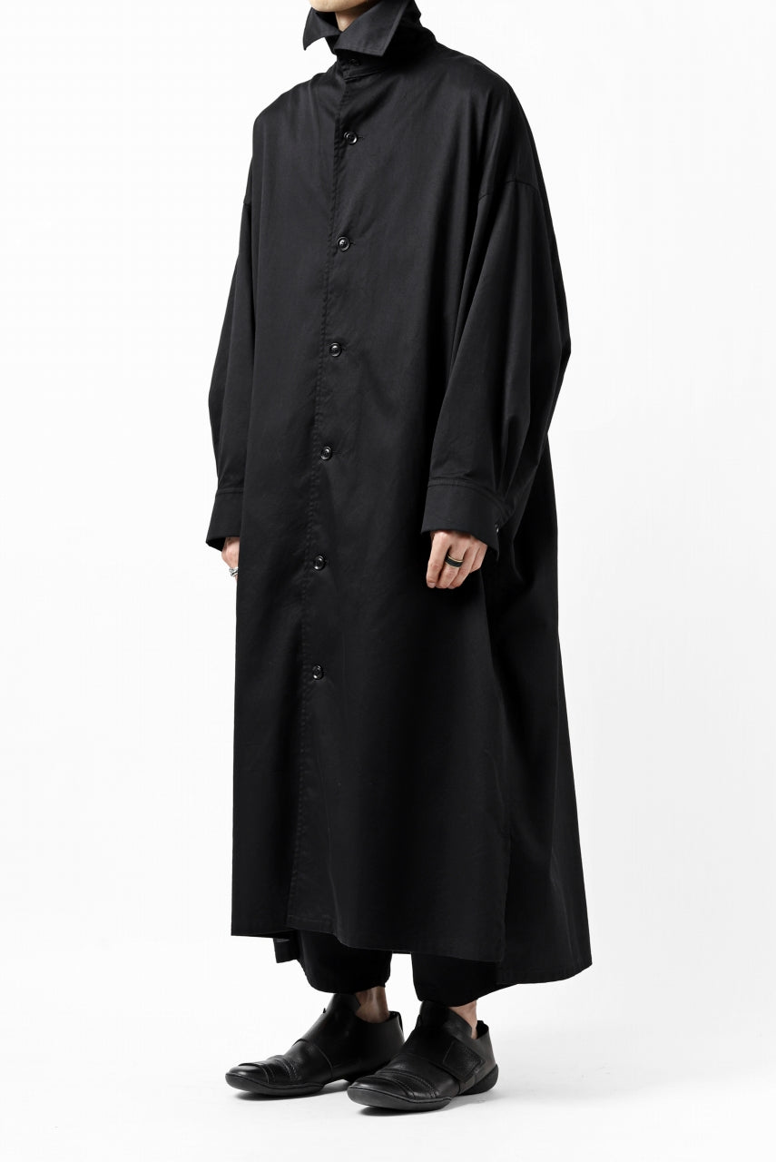 画像をギャラリービューアに読み込む, Y's HIGH-COLLAR LONG COAT / SOFT TWILL (BLACK)