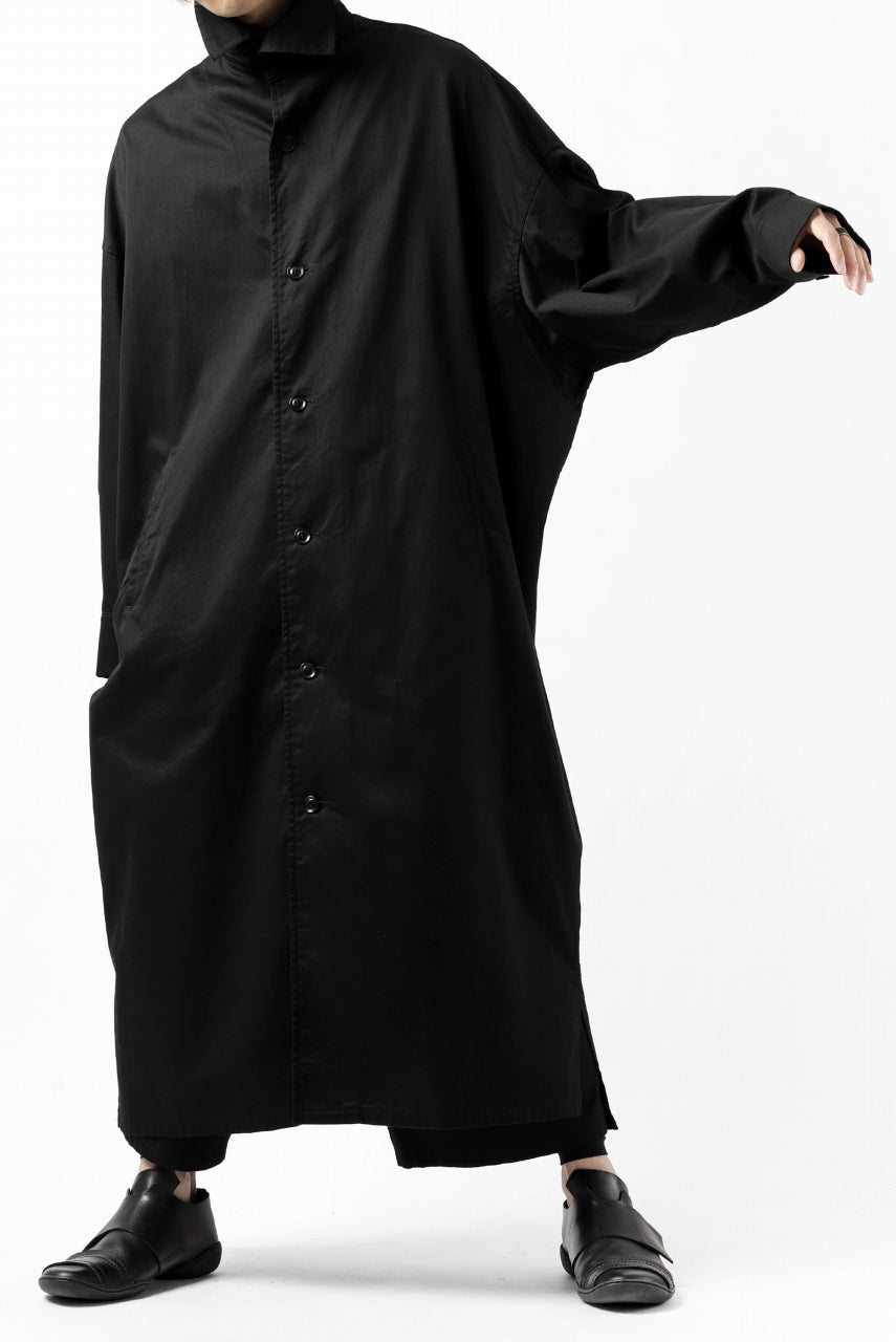 画像をギャラリービューアに読み込む, Y's HIGH-COLLAR LONG COAT / SOFT TWILL (BLACK)