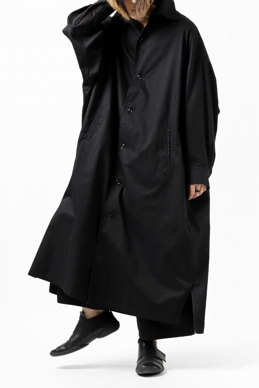 画像をギャラリービューアに読み込む, Y's HIGH-COLLAR LONG COAT / SOFT TWILL (BLACK)