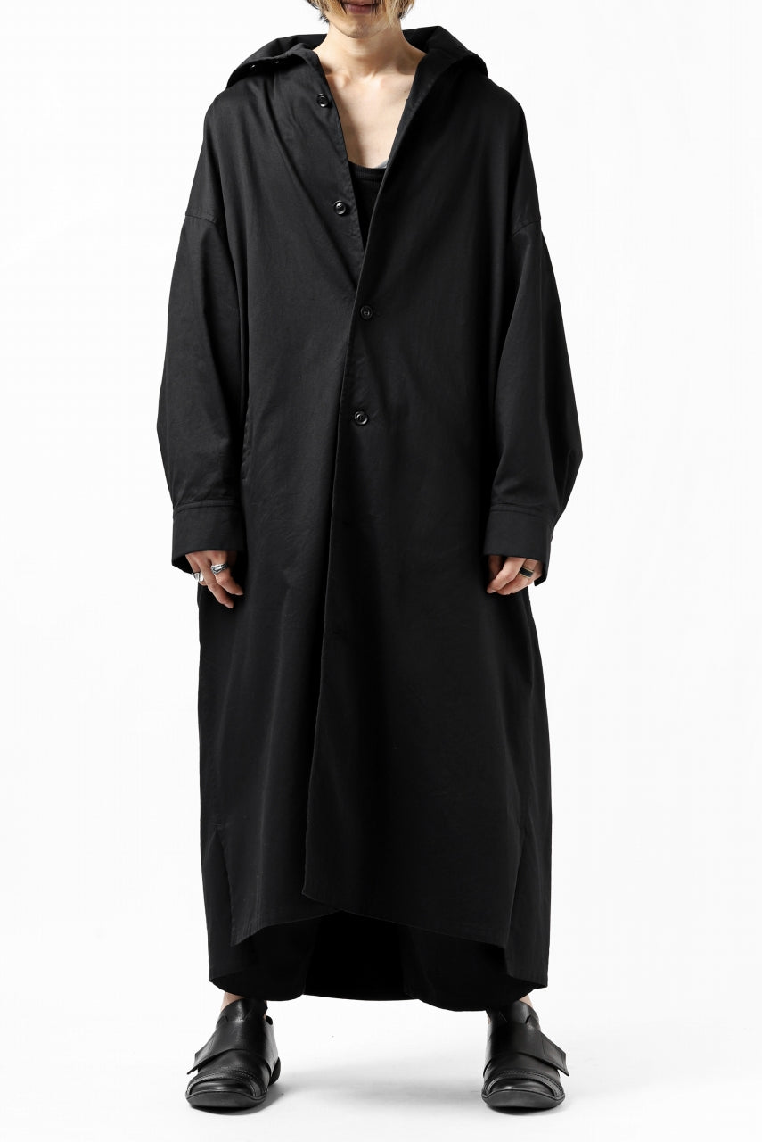 画像をギャラリービューアに読み込む, Y's HIGH-COLLAR LONG COAT / SOFT TWILL (BLACK)