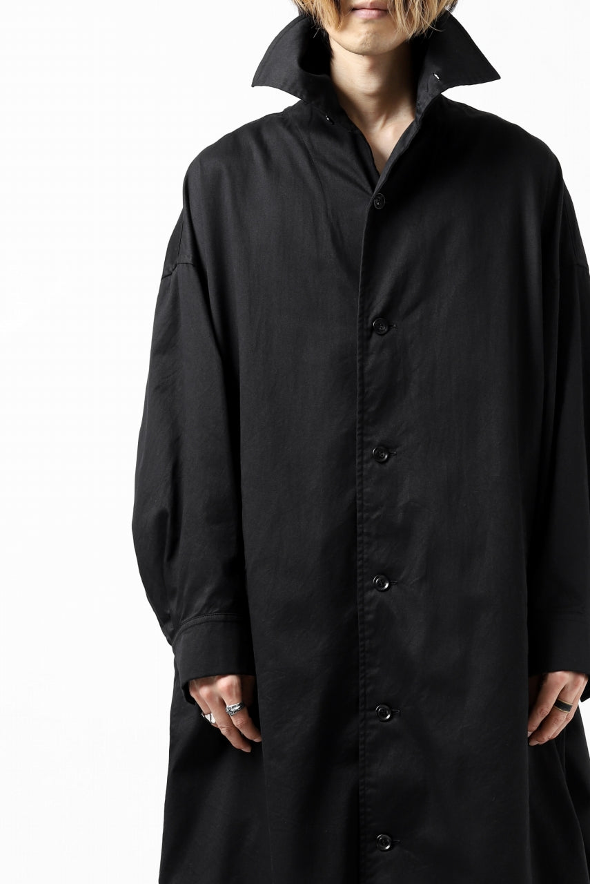 画像をギャラリービューアに読み込む, Y's HIGH-COLLAR LONG COAT / SOFT TWILL (BLACK)