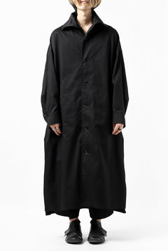 画像をギャラリービューアに読み込む, Y's HIGH-COLLAR LONG COAT / SOFT TWILL (BLACK)