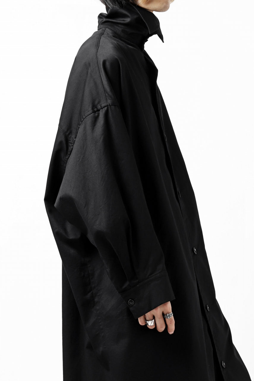 画像をギャラリービューアに読み込む, Y's HIGH-COLLAR LONG COAT / SOFT TWILL (BLACK)