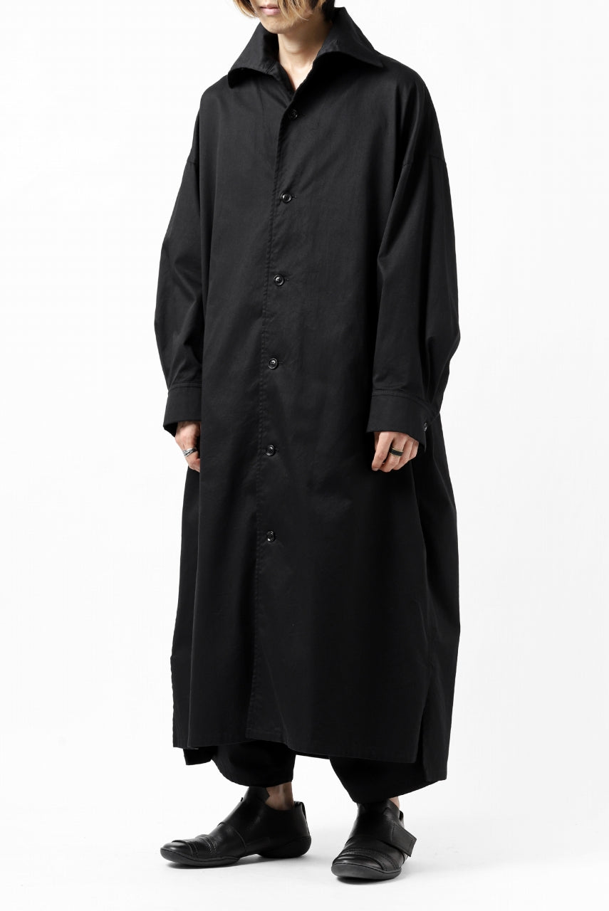 画像をギャラリービューアに読み込む, Y's HIGH-COLLAR LONG COAT / SOFT TWILL (BLACK)