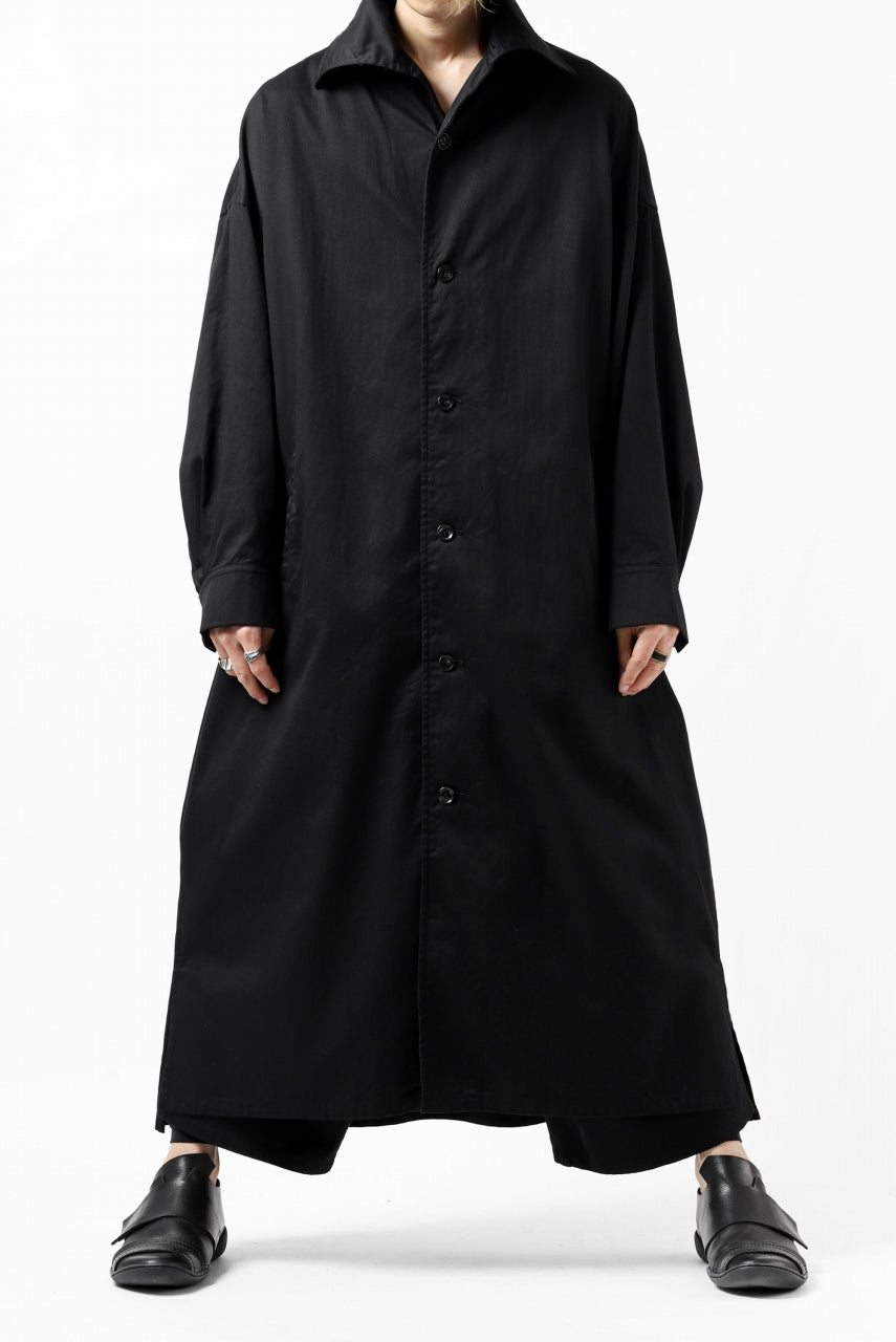 画像をギャラリービューアに読み込む, Y's HIGH-COLLAR LONG COAT / SOFT TWILL (BLACK)