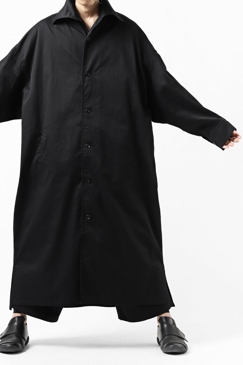 画像をギャラリービューアに読み込む, Y's HIGH-COLLAR LONG COAT / SOFT TWILL (BLACK)