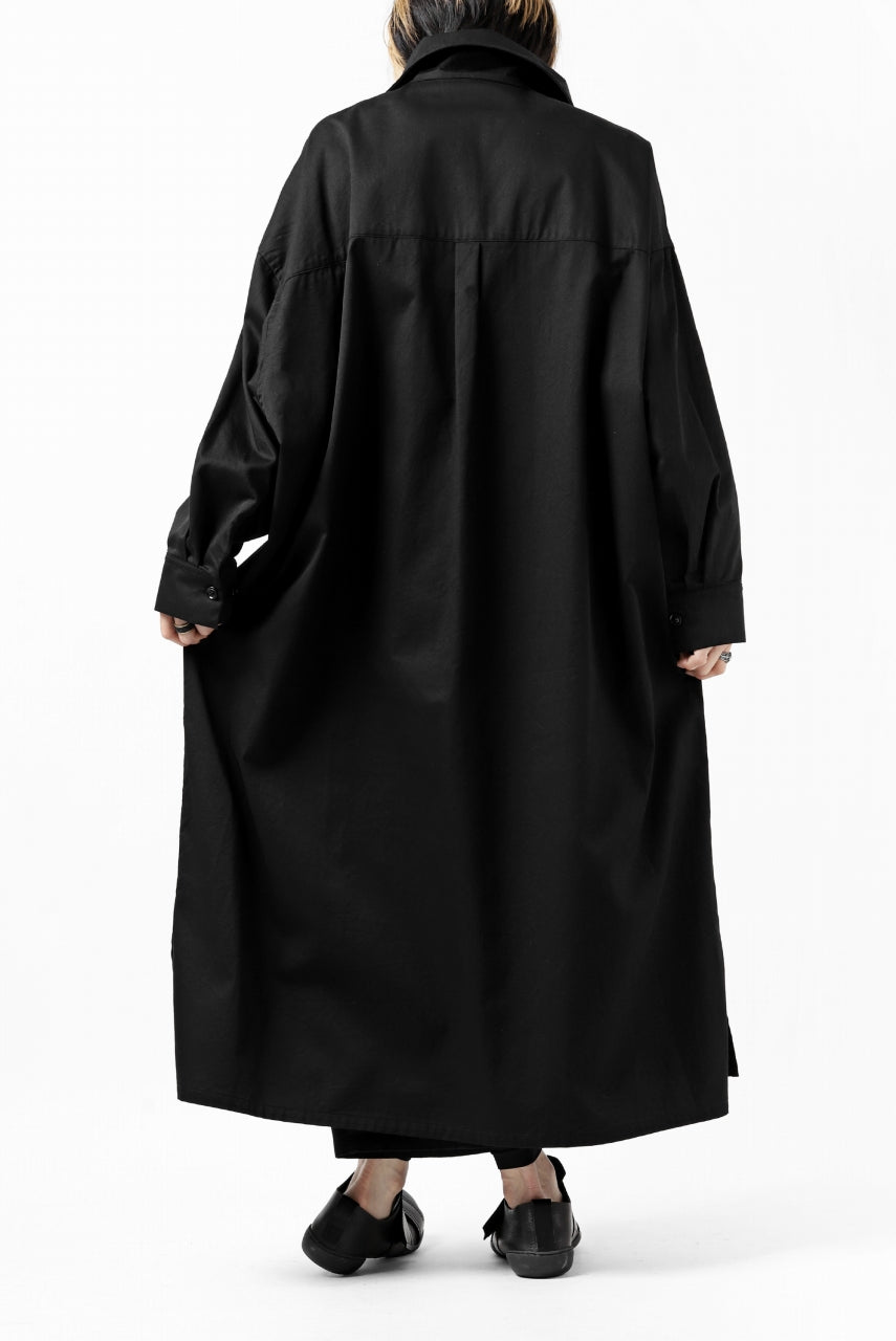 画像をギャラリービューアに読み込む, Y's HIGH-COLLAR LONG COAT / SOFT TWILL (BLACK)