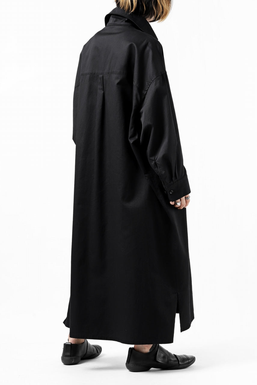 画像をギャラリービューアに読み込む, Y's HIGH-COLLAR LONG COAT / SOFT TWILL (BLACK)