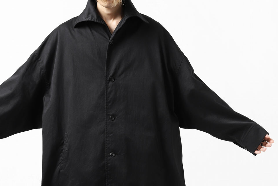 画像をギャラリービューアに読み込む, Y's HIGH-COLLAR LONG COAT / SOFT TWILL (BLACK)