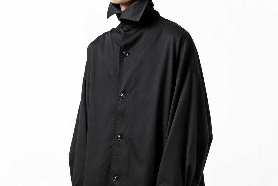 画像をギャラリービューアに読み込む, Y's HIGH-COLLAR LONG COAT / SOFT TWILL (BLACK)