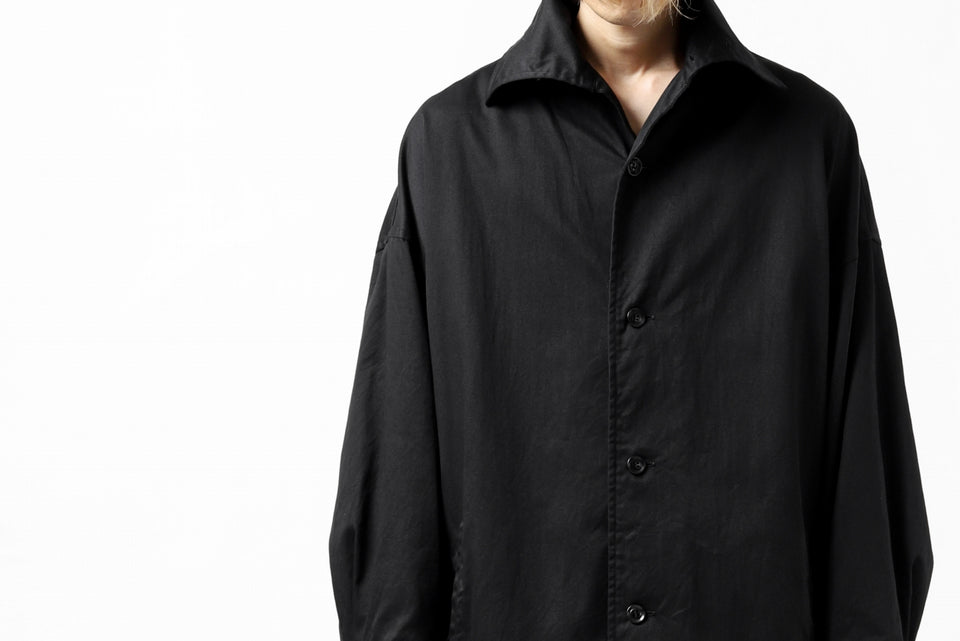 画像をギャラリービューアに読み込む, Y's HIGH-COLLAR LONG COAT / SOFT TWILL (BLACK)