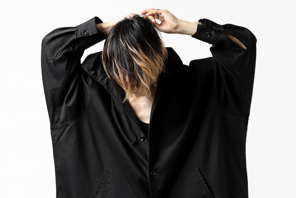 画像をギャラリービューアに読み込む, Y's HIGH-COLLAR LONG COAT / SOFT TWILL (BLACK)