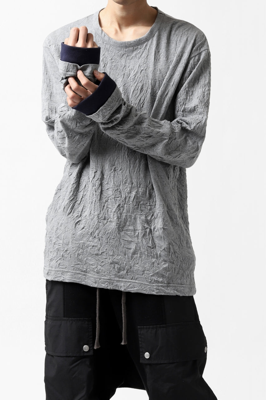 画像をギャラリービューアに読み込む, Y's BASIC LONG SLEEVE TEE / PLAIN STITCH WRINKLE (GREY)