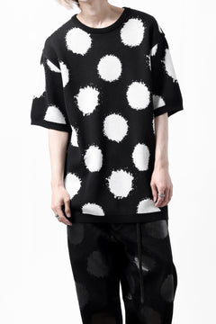 画像をギャラリービューアに読み込む, Y's.... HALF SLEEVE KNIT TOPS / DOTS JACQUARD (BLACK)