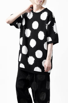画像をギャラリービューアに読み込む, Y's.... HALF SLEEVE KNIT TOPS / DOTS JACQUARD (BLACK)
