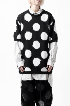画像をギャラリービューアに読み込む, Y's.... HALF SLEEVE KNIT TOPS / DOTS JACQUARD (BLACK)