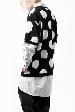画像をギャラリービューアに読み込む, Y's.... HALF SLEEVE KNIT TOPS / DOTS JACQUARD (BLACK)
