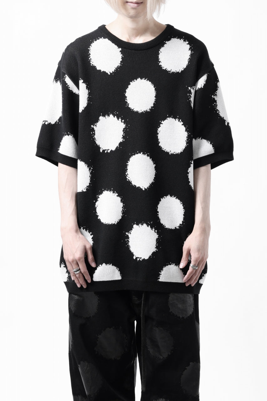 画像をギャラリービューアに読み込む, Y&#39;s.... HALF SLEEVE KNIT TOPS / DOTS JACQUARD (BLACK)