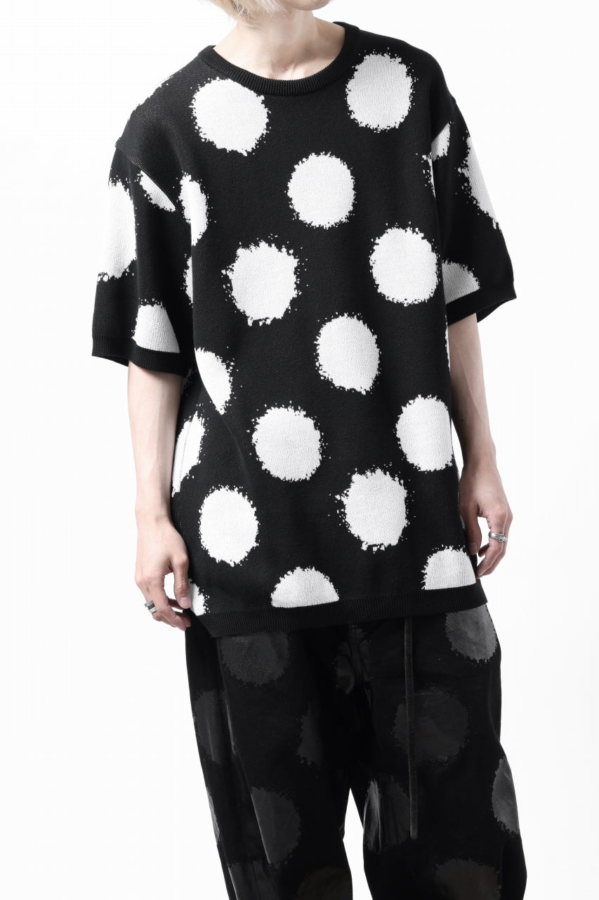 画像をギャラリービューアに読み込む, Y's.... HALF SLEEVE KNIT TOPS / DOTS JACQUARD (BLACK)