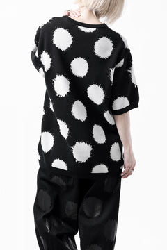 画像をギャラリービューアに読み込む, Y's.... HALF SLEEVE KNIT TOPS / DOTS JACQUARD (BLACK)