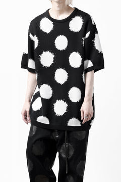 画像をギャラリービューアに読み込む, Y's.... HALF SLEEVE KNIT TOPS / DOTS JACQUARD (BLACK)